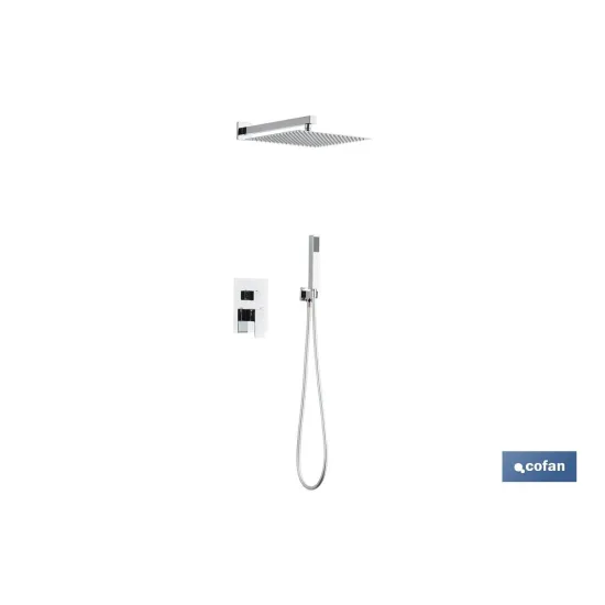 CONJUNTO DE DUCHA EMPOTRADA MONOMANDO CUADRADA CROMADA