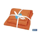 JUEGO DE 3 TOALLAS NARANJA 580 G/M2  GAMA AMANECER 30X50  50X100  70X140 CM