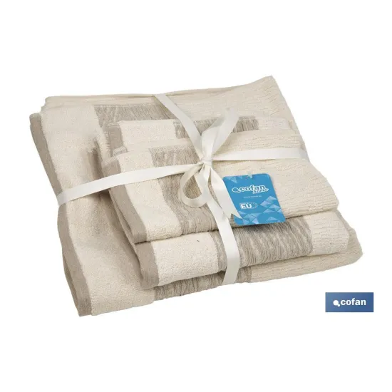 JUEGO DE 3 TOALLAS NATURE 600 G/M2  GAMA ALMA 30X50  50X100  70X140 CM