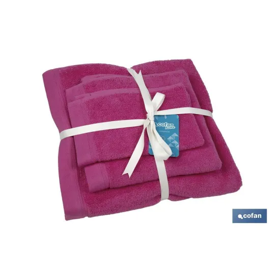 JUEGO DE 3  TOALLAS FUCSIA 580 G/M2  GAMA PRIMAVERA 30X50  50X100  70X140 CM