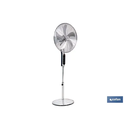 VENTILADOR DE PIE OSCILANTE GRIS METALIZADO OSCILANTE CON 3 VELOCIDADES Y TEMPORIZADOR Ø45 CM 70 W