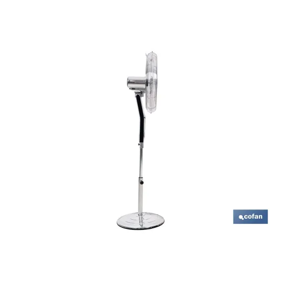 VENTILADOR DE PIE OSCILANTE GRIS METALIZADO OSCILANTE CON 3 VELOCIDADES Y TEMPORIZADOR Ø45 CM 70 W