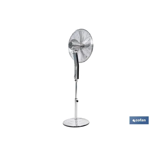 VENTILADOR DE PIE OSCILANTE GRIS METALIZADO OSCILANTE CON 3 VELOCIDADES Y TEMPORIZADOR Ø45 CM 70 W