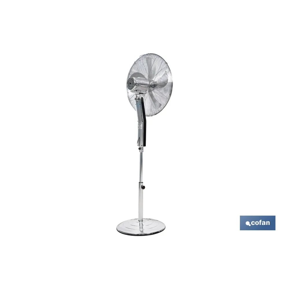 VENTILADOR DE PIE OSCILANTE GRIS METALIZADO OSCILANTE CON 3 VELOCIDADES Y TEMPORIZADOR Ø45 CM 70 W