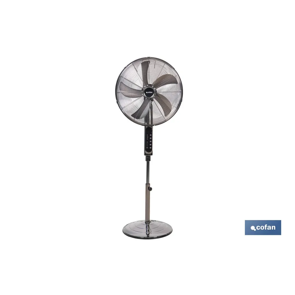 VENTILADOR DE PIE OSCILANTE GRIS PLOMO OSCILANTE CON 3 VELOCIDADES Y TEMPORIZADOR Ø45 CM 70 W