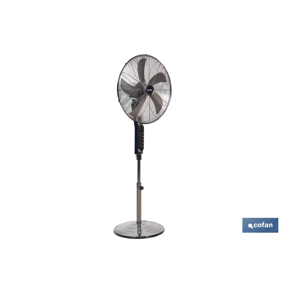 VENTILADOR DE PIE OSCILANTE GRIS PLOMO OSCILANTE CON 3 VELOCIDADES Y TEMPORIZADOR Ø45 CM 70 W
