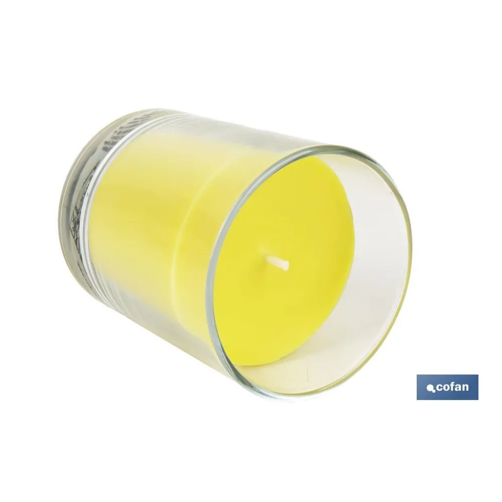 VELA AROMÁTICA DE CITRONELA EN VASO TRANSPARENTE 120 G