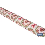 ROLLO DE MANTEL RESINADO ANTIMANCHAS LAZOS Y PIÑAS 75% ALGODÓN 25% POLIÉSTER 1,40 X 15 M