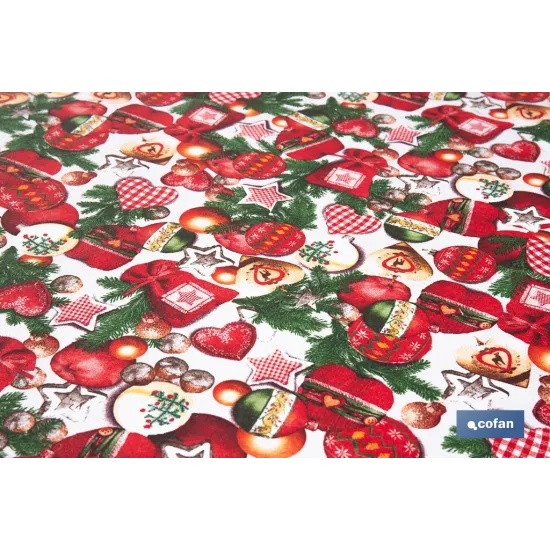 ROLLO DE MANTEL RESINADO ANTIMANCHAS ENCANTO NAVIDEÑO 75% ALGODÓN 25% POLIÉSTER 1,40 X 15 M