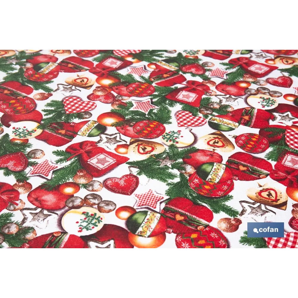 ROLLO DE MANTEL RESINADO ANTIMANCHAS ENCANTO NAVIDEÑO 75% ALGODÓN 25% POLIÉSTER 1,40 X 15 M