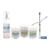 PACK DE 3 VELAS,ENCENDEDOR ELECTRICO,BRUMA TEXTIL