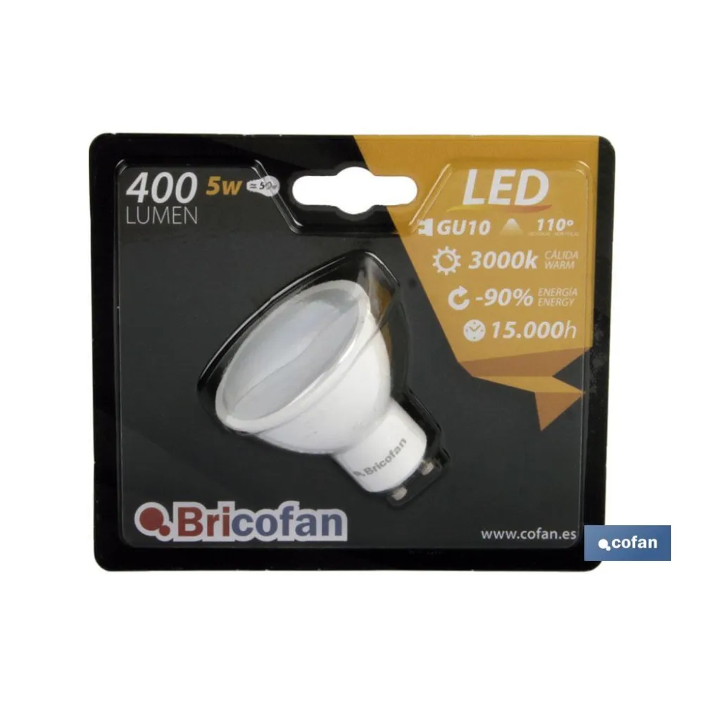 LÁMPARA LED GU-10 5W 110º 400LM 6500K