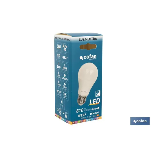 BOMBILLA CLASIC SENSOR LUZ E27 9.5W 806LM 4000K