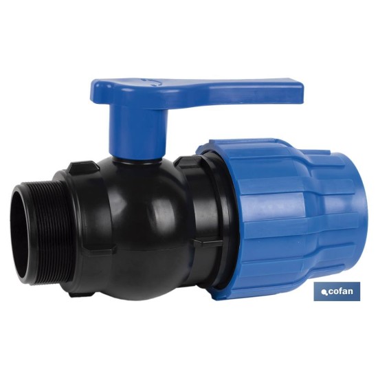 ENLACE VÁLVULA DE BOLA ROSCA MACHO PP PN16 25 x 3/4