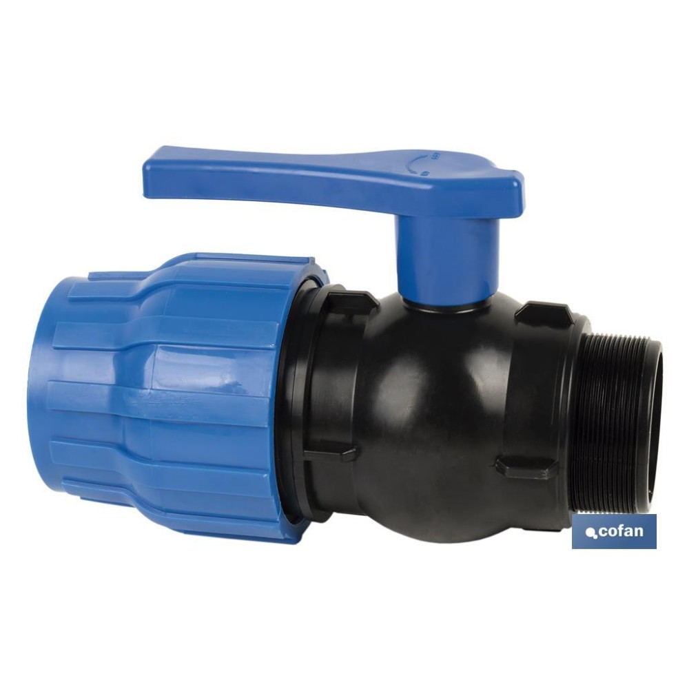 ENLACE VÁLVULA DE BOLA ROSCA MACHO PP PN16 32 x 1 VENTA UNITARIA