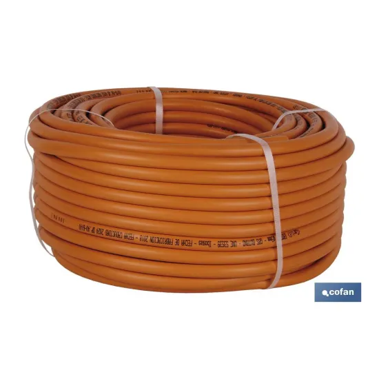 TUBO GAS FLEXIBLE NARANJA UNE 53539 Ø9x60 m