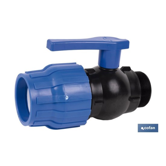 ENLACE VÁLVULA DE BOLA ROSCA MACHO PP PN16 40 x 1 1/4 VENTA UNITARIA