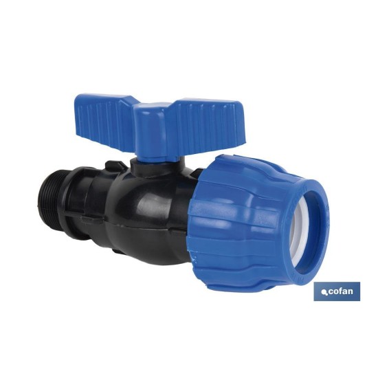 ENLACE VÁLVULA DE BOLA ROSCA MACHO PP PN16 50 x 1 1/2