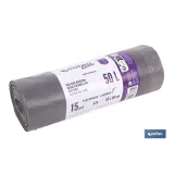 BOLSAS DE BASURA PERFUMADAS A LAVANDA CON AUTOCIERRE 55 X 86 CM G. 75 COLOR GRIS 15 UDS. 50 L