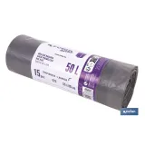 BOLSAS DE BASURA PERFUMADAS A LAVANDA CON AUTOCIERRE 55 X 86 CM G. 75 COLOR GRIS 15 UDS. 50 L