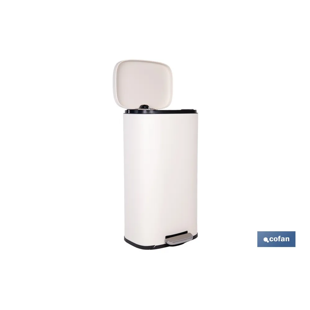 CUBO DE BASURA BEIGE CON PEDAL Y CUBO INTERIOR 30 L 34,2 X 29,3 X 63,5 CM