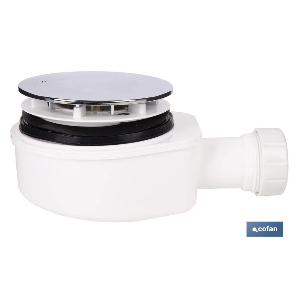 VÁLVULA SIFÓNICA DUCHA EXTRAPLANA CON SALIDA Ø32-40 MM Ø143 MM CON EMBELLECEDOR