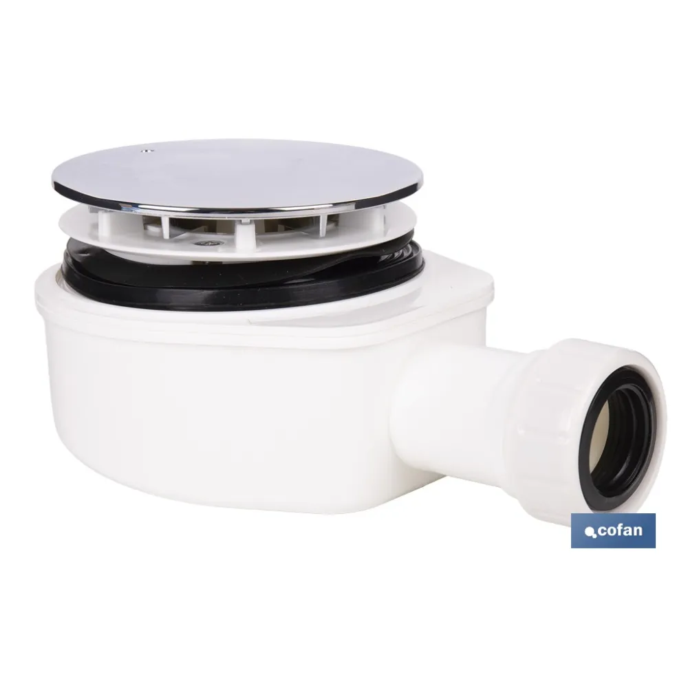 VÁLVULA SIFÓNICA DUCHA EXTRAPLANA CON SALIDA Ø32-40 MM Ø143 MM CON EMBELLECEDOR