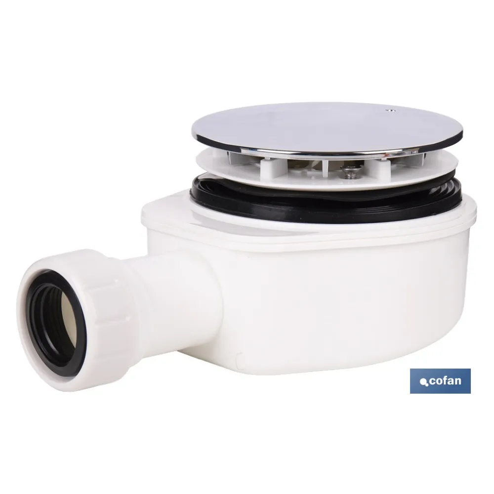 VÁLVULA SIFÓNICA DUCHA EXTRAPLANA CON SALIDA Ø32-40 MM Ø143 MM CON EMBELLECEDOR