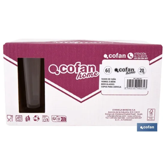 PACK DE 6 VASOS DE CAÑA 20 CL