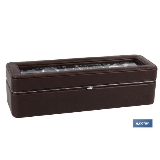 CAJA GUARDA RELOJES 5 UDS PIEL NEGRA