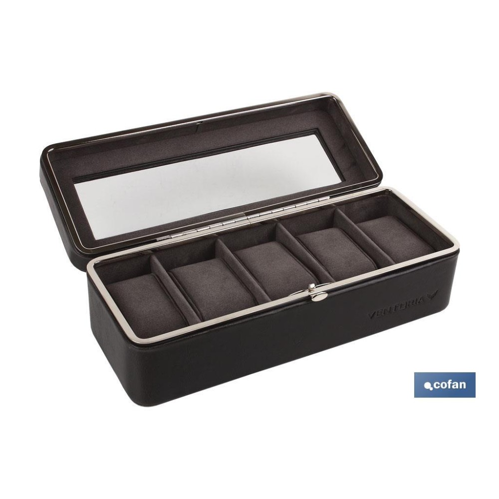 CAJA GUARDA RELOJES 6 UDS PIEL MARRÓN