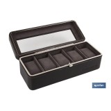 CAJA GUARDA RELOJES 6 UDS PIEL MARRÓN