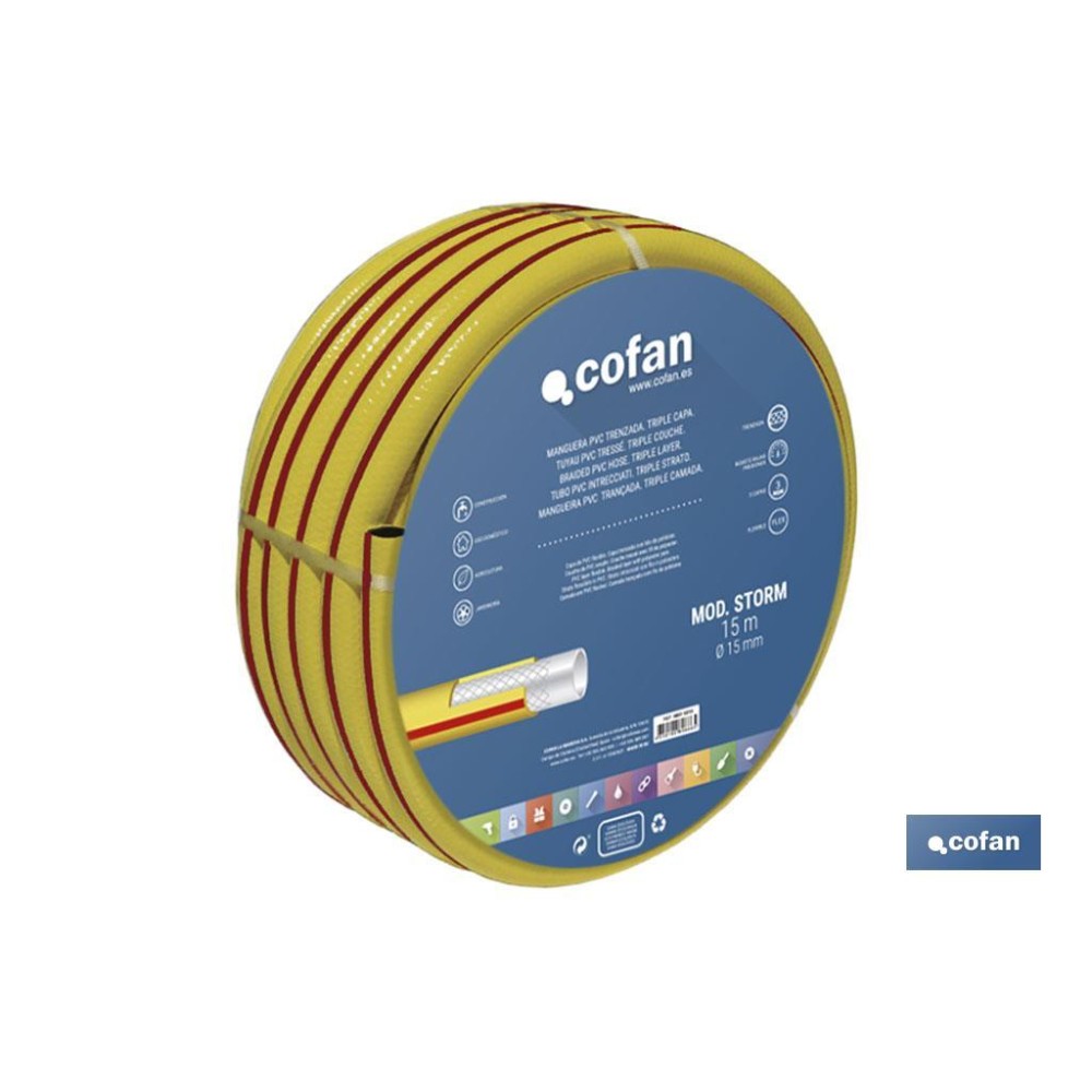 MANGUERA PVC MODELO STORM 3C TRENZADA Ø19X25 m