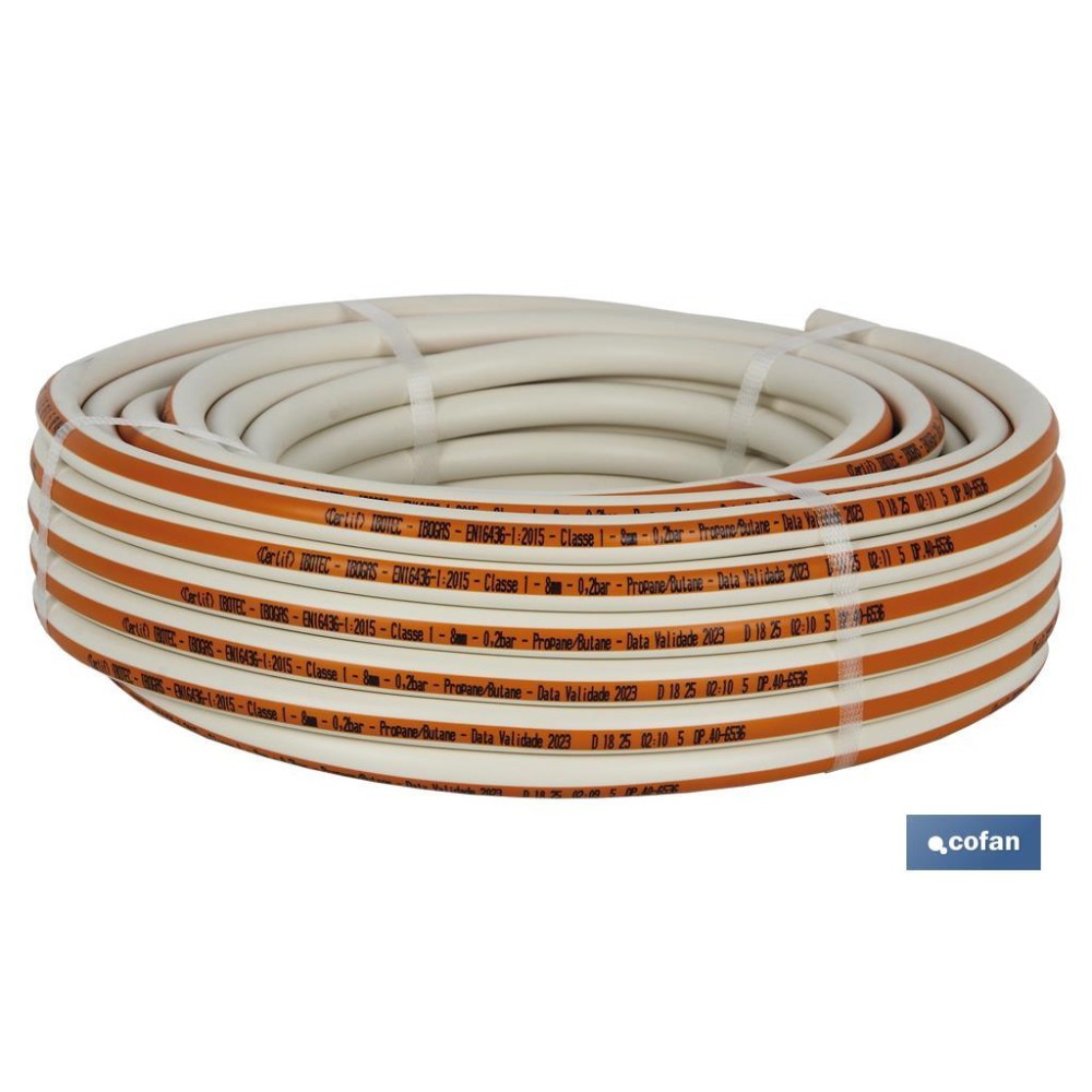 TUBO GAS FLEXIBLE PORTUGAL EN 16436-1 Ø8x25 m