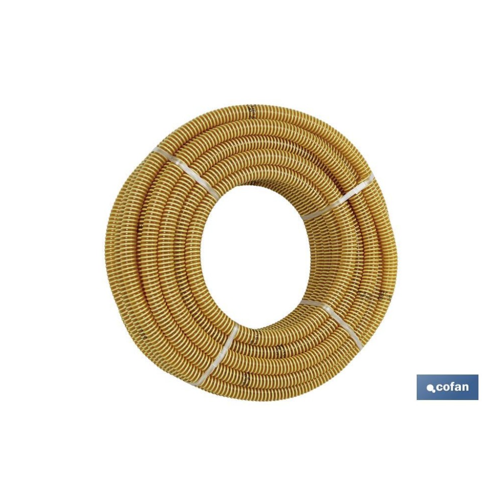 ROLLO DE TUBO DE ASPIRACION ESPIRAL AMARILLO Ø35mm 25m