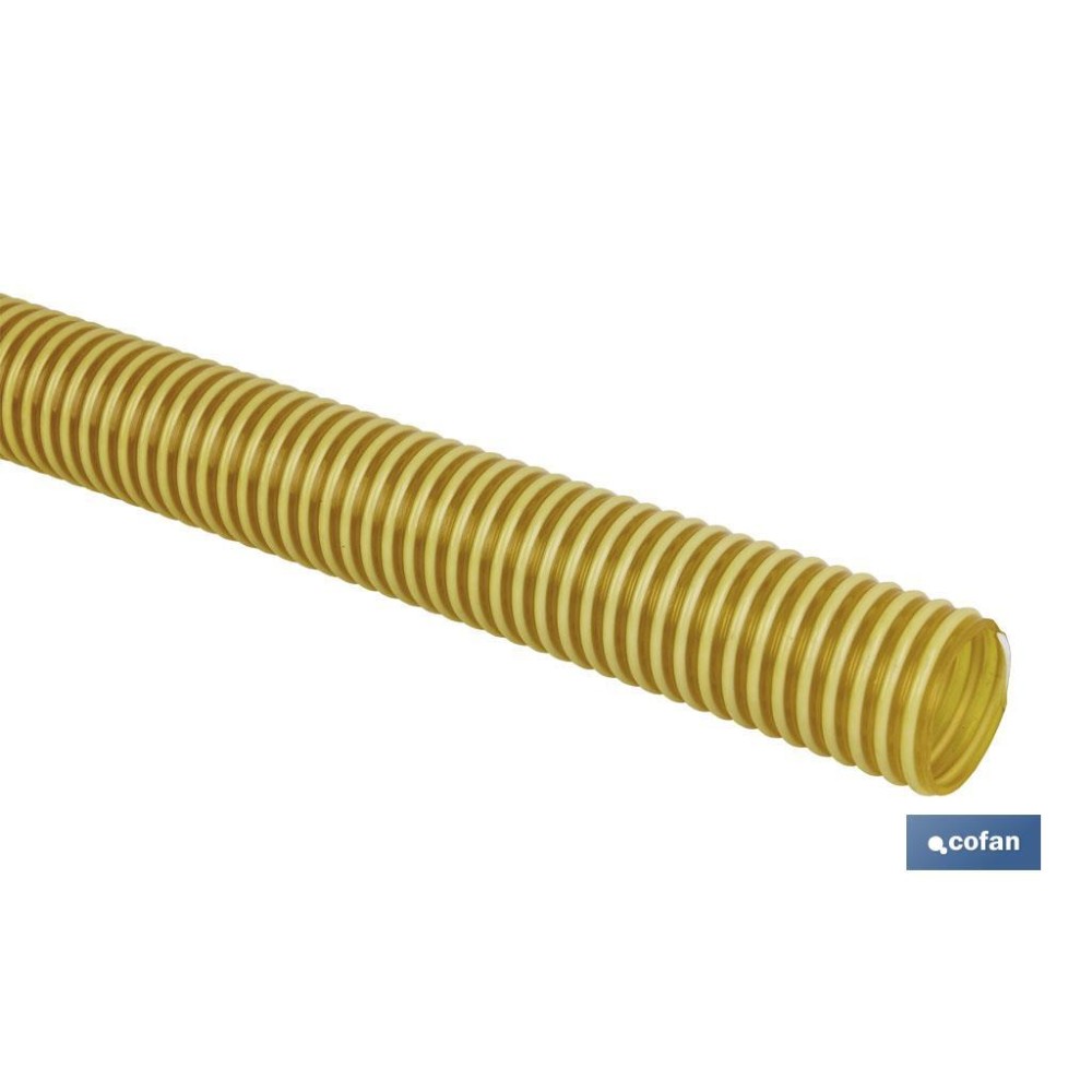 ROLLO DE TUBO DE ASPIRACION ESPIRAL AMARILLO Ø42mm 25m