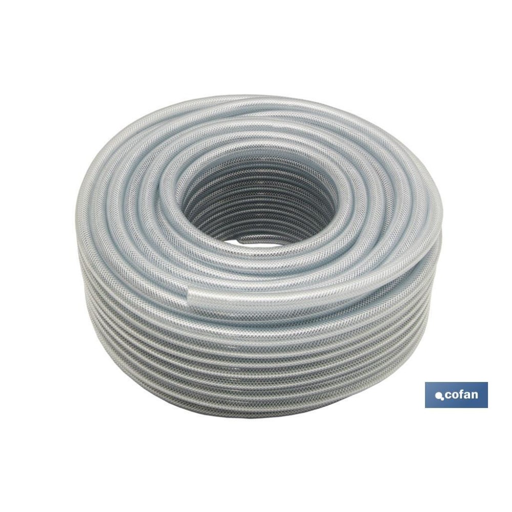 MANGUERA PVC CRISTAL C/REFUERZO 12x18mm/50m