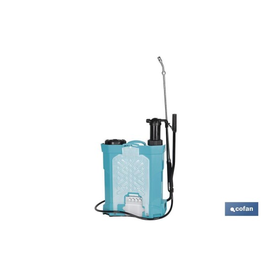 PULVERIZADOR DE ESPALDA 16 L DUAL - ELÉCTRICO/MANUAL Li-ion 12 V 8.0 Ah