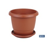 MACETA MARRON MODELO GARDENIA 22X18+PLATO18.5cm venta unitaria