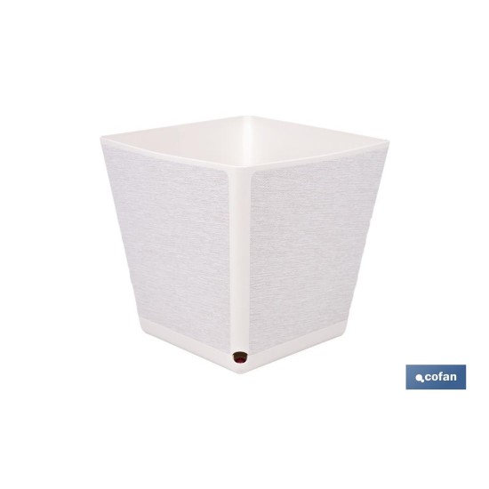 MACETA O MACETERO GAMA TEXTIL CUADRADA COLOR BLANCO PP 180 X 180 X 180 MM 3,7 L venta unitaria