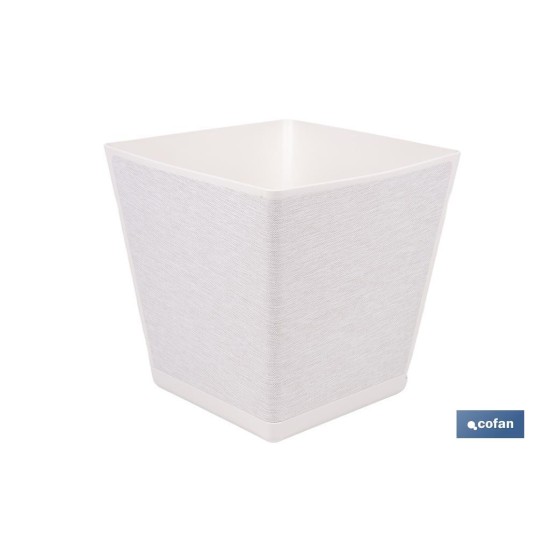 MACETA O MACETERO GAMA TEXTIL CUADRADA COLOR BLANCO PP 238 X 238 X 240 MM 9 L venta unitaria