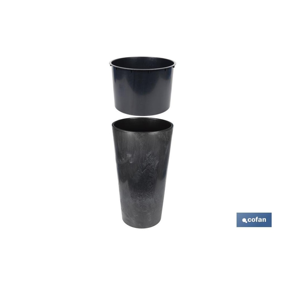 MACETERO 2 EN 1 FORMA CÓNICA CON DEPÓSITO COLOR NEGRO PP Ø 255 X 466 MM 9,5 L
