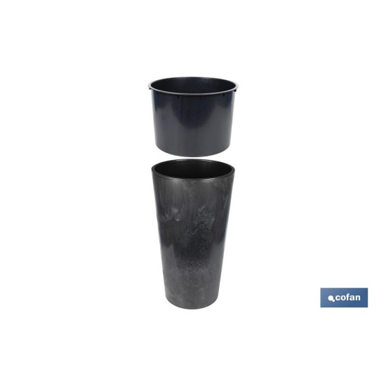 MACETERO 2 EN 1 FORMA CÓNICA CON DEPÓSITO COLOR NEGRO PP Ø 295 X 571 MM 12,5 L
