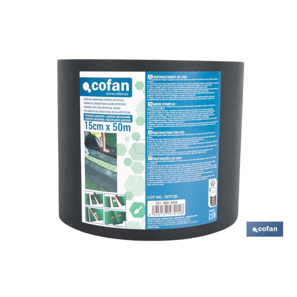 CINTA DE UNIÓN PARA CÉSPED ARTIFICIAL SIN ADHESIVO 15 CM X 50 M VERDE