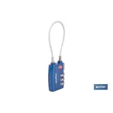 CANDADO COMBINACIÓN EQUIPAJE TSA CABLE 3 DÍGITOS 30 MM
