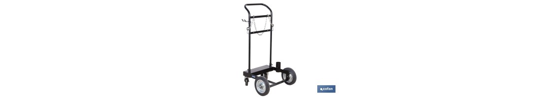 Carro portabidones de acero con ruedas antipinchazo | Cadena de seguridad | Alta resistencia y maniobrabilidad | Adecuado para 