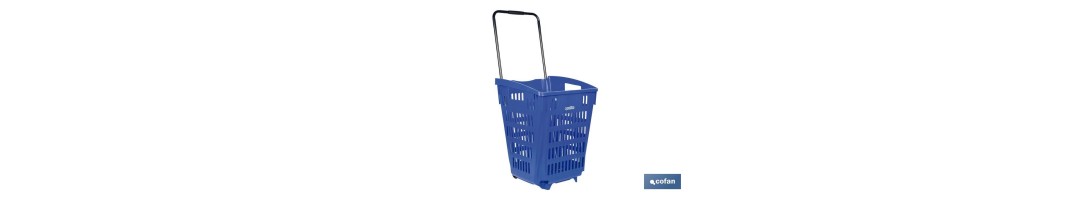 Carrito de la compra | Cesta con 2 ruedas | Asa telescópica | Capacidad: 52 litros | Color: azul | Medidas: 39 x 39 x 52,9 cm