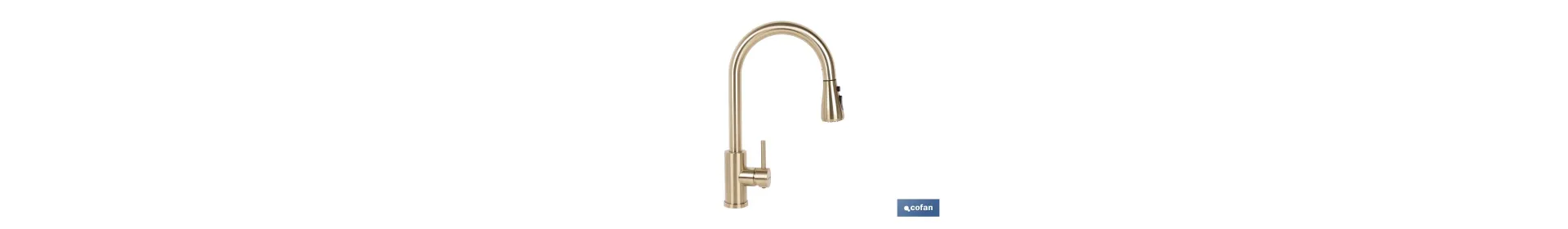 Grifo de Cocina Extensible Dorado con 3 Funciones y Giro 360° |