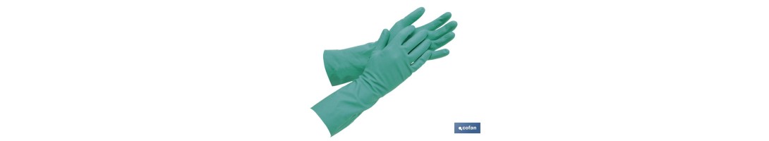 Guantes de nitrilo verde | Flocado de algodón interior | Elásticos y resistentes | Cómodos y seguros