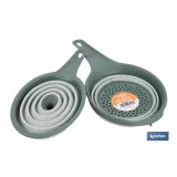 Pack de embudo y colador plegables con mango y capacidad para 0,6 litros | Color: verde | Ahorro de espacio y fácil almacenamie